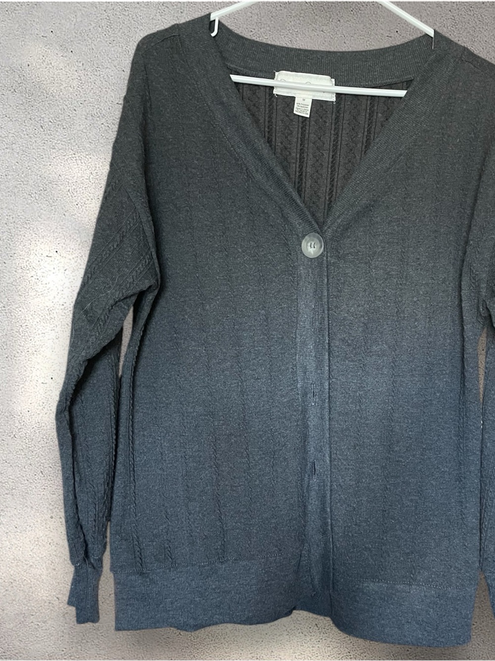 French Laundry Charcoal V-Neck Single-Button Cardigan
